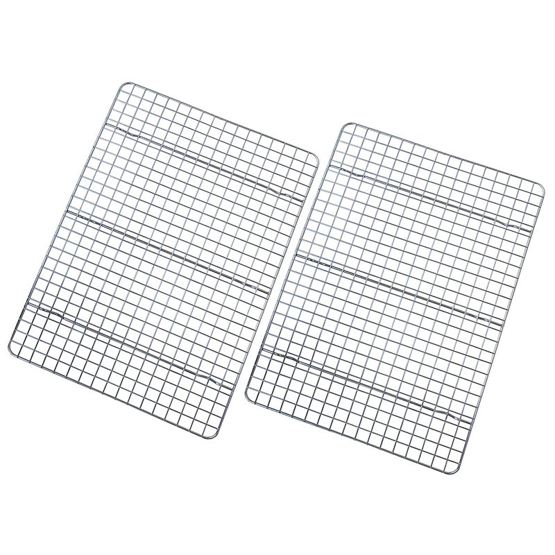 Checkered Chef Cooling Rack - Set of 2 Stainless Steel  Oven Safe Grid Wire Cookie Cooling Racks for Baking & Cooking - 10"" x 15"" - Image 1